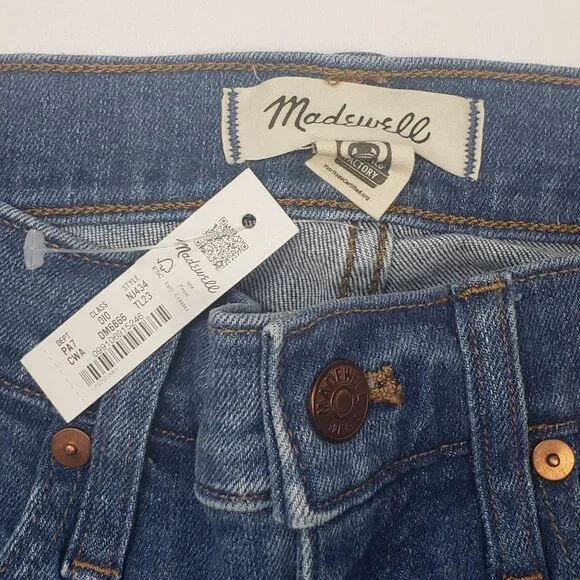 Madewell Taller Kick Out Crop Jeans Cherryville Wash Raw-Hem Womens 23TL [NJ434] - Picture 2 of 16